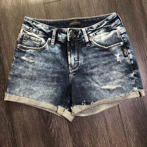 Silver Suki Distressed Mid-Rise Jean Shorts - Size 25/4